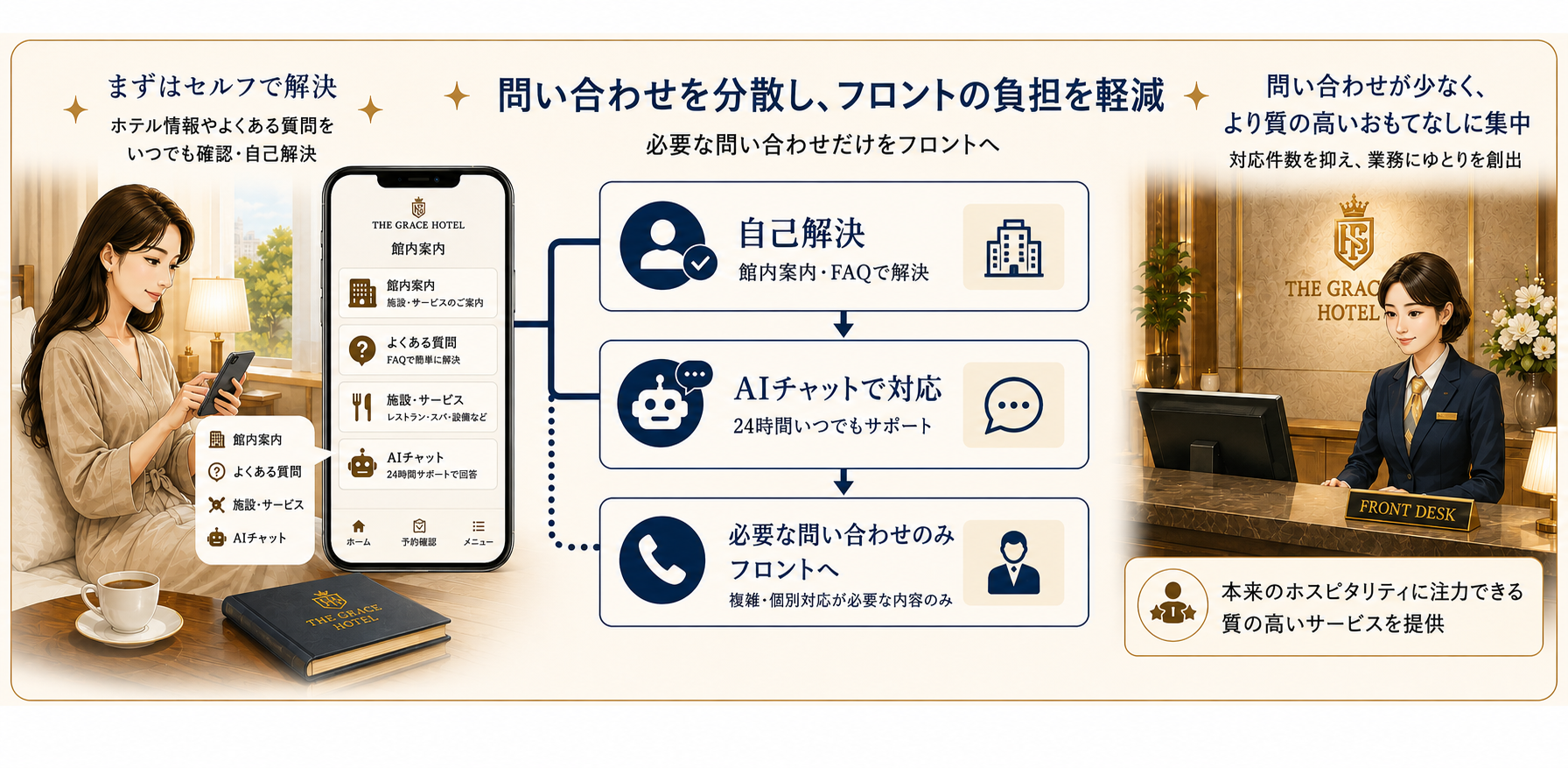 問い合わせ対応の負担を軽減する説明画像